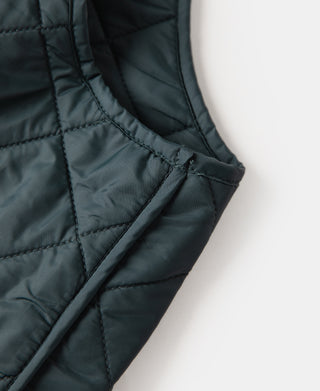 Corduroy Trimmed Diamond Quilted Field Vest – Dark Green