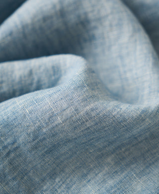 fabric texture of Yarn-dyed Linen Camp-Collar Shirt - Washed Blue