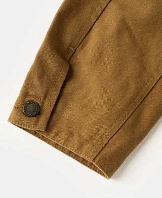 Khaki cotton canvas hunting jacket sleeve cuff with snap button