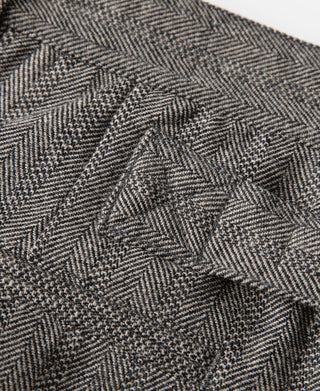 Wool Blend Herringbone Work Trousers - Light Brown