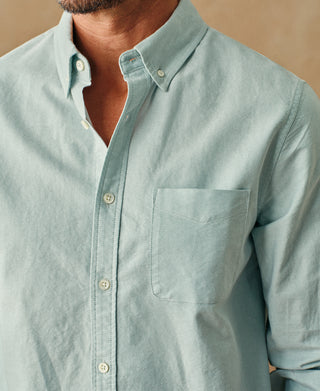 lifestyle shot of Green Button Down Oxford Shirt