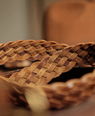 Braided Leather Belt - Brown