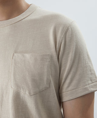 7.4 oz Slub Cotton Loopwheel Tubular Pocket T-Shirt - Apricot