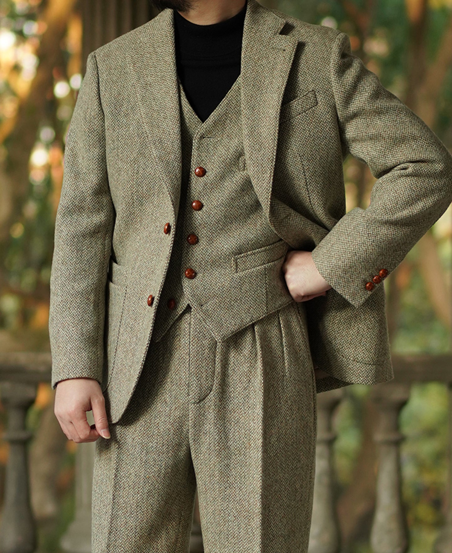 1930s Tweed Casual Two-Button Suit Jacket Olderbest