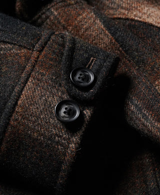 1930s Wool Shadow Plaid Tweed Cossack Jacket