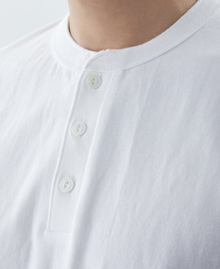 9.3 oz Cotton Tubular Henley T-Shirt - White