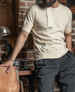 Side Closing Short Sleeve Henley T-Shirt - Embryo