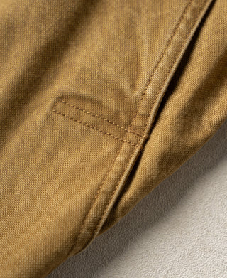 Khaki canvas field jacket with stitched sleeve detail