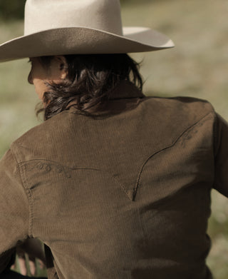 Bolero Embroidered Corduroy Western Shirt - Brown