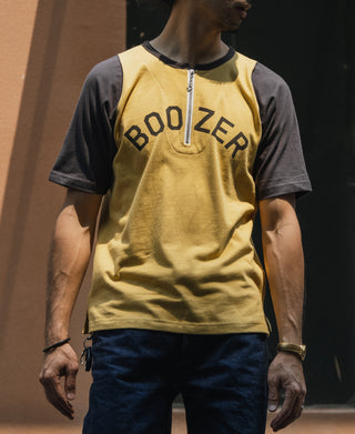 Printed Quarter-Zip Raglan Sleeve Rider T-Shirt - Yellow