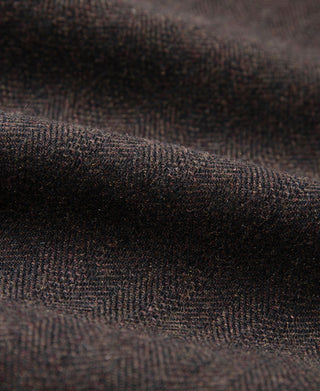 Wool Blend Herringbone Work Trousers - Brown