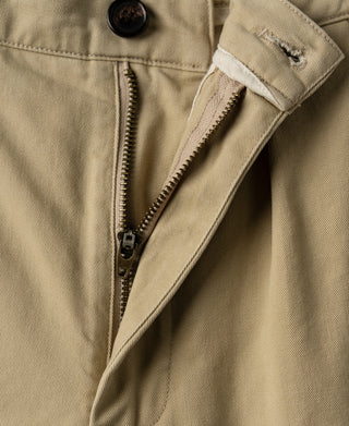 zipper detail of Classic Fit Two-pleated Chino - Khaki
