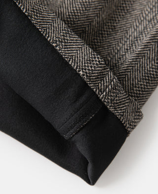 Wool Blend Herringbone Work Trousers - Light Brown