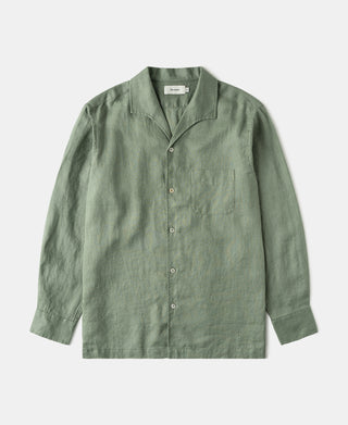 1950s Italian Collar Linen Shirt in Sage