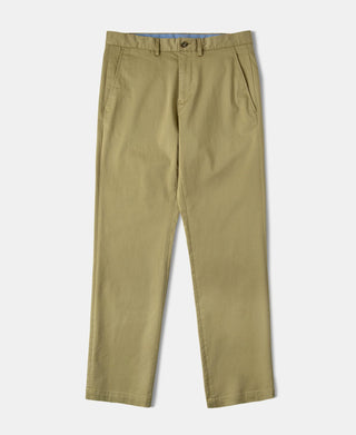 Khaki cotton-blend slim tapered trousers with button closure and slanted front pockets