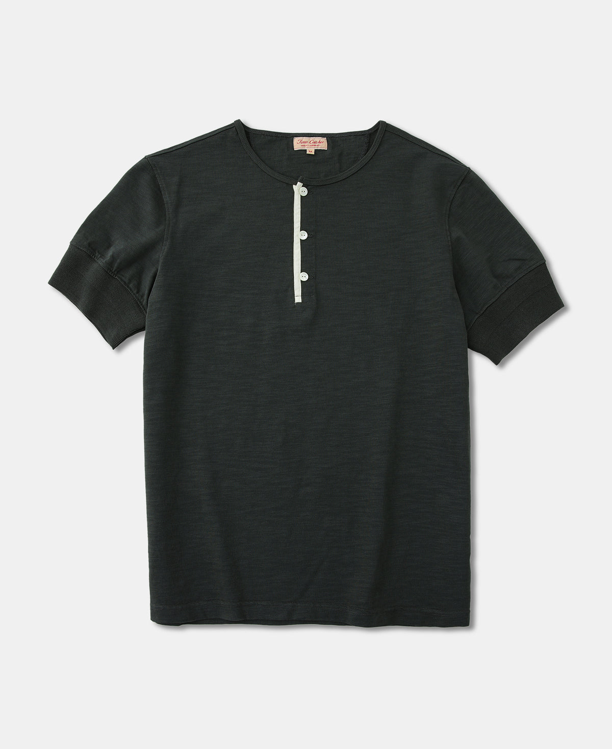1900s 9.8 oz Slub Cotton Henley T-Shirt - Vintage Black