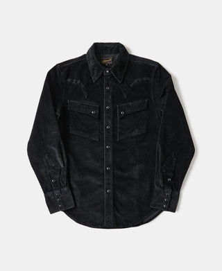 Bolero Embroidered Corduroy Western Shirt - Black