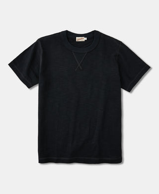Schweres Schlauch-T-Shirt mit Zwickel aus US-Baumwolle – Schwarz
