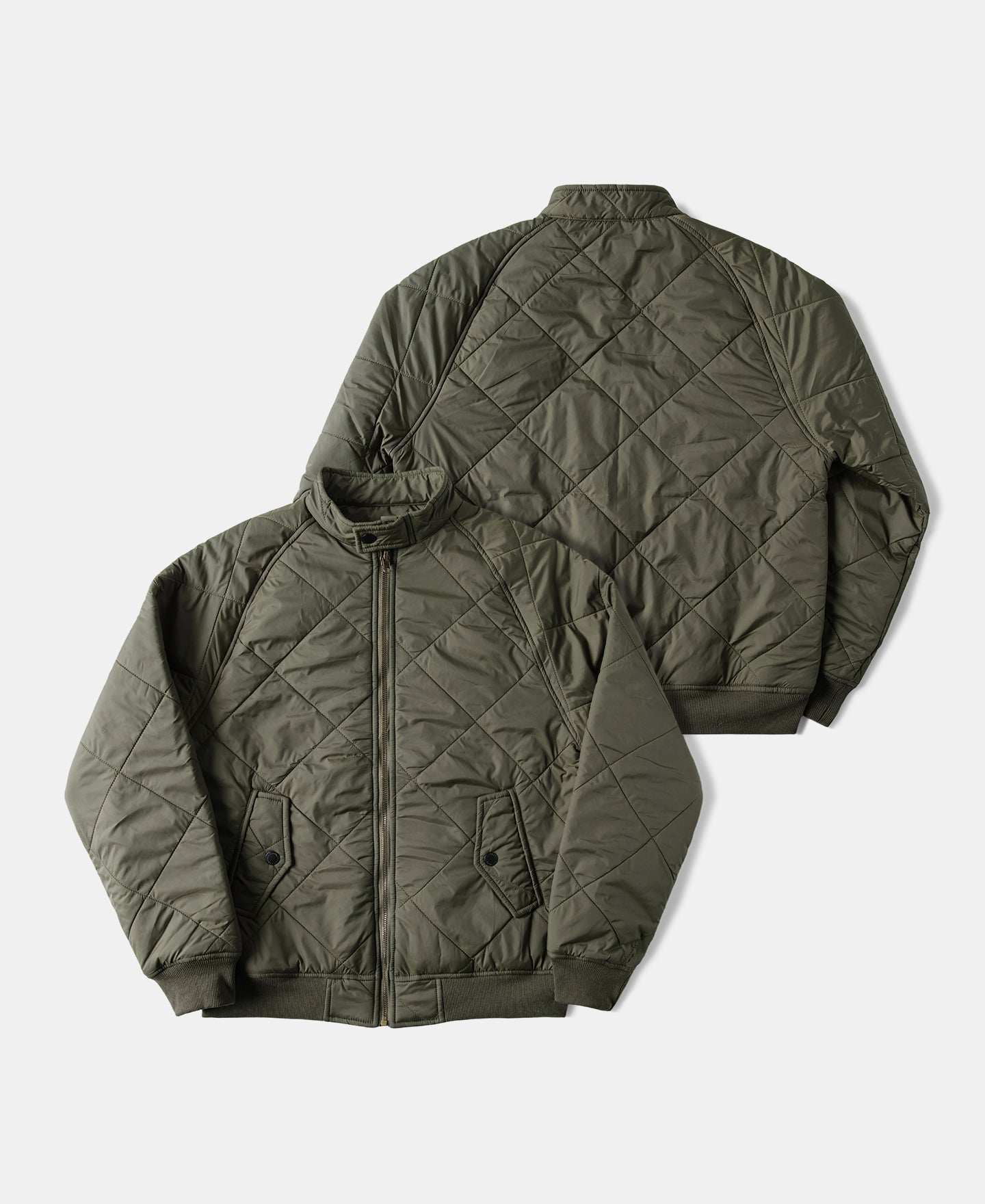 Reversible Diamond Light Quilted Stand-Collar Jacket - Black