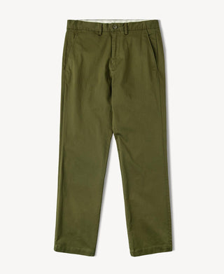Cotton-Blend Slim Tapered Trousers - Olive
