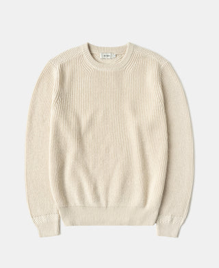 Rib & Seed-Stitch US Cotton Knit Sweater