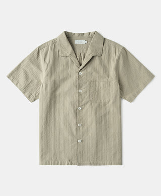 Italian Collar Salt-Shrunk Shirt in Khaki Green