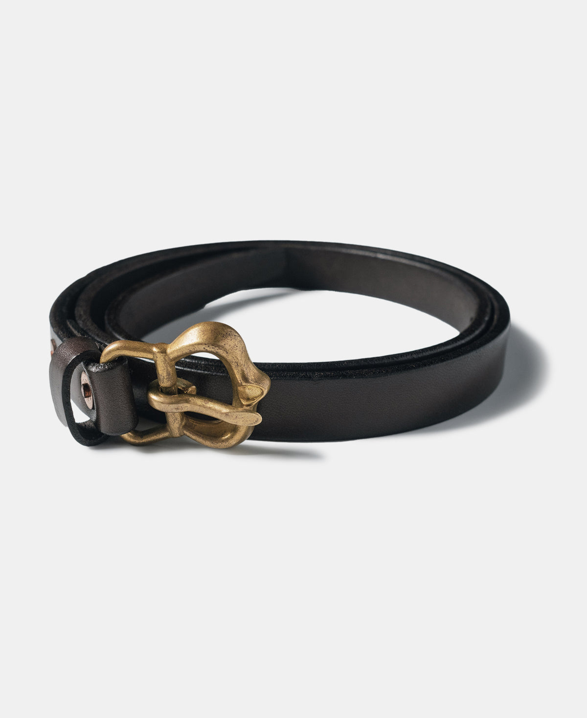 Brass Buckle Cowhide Belt - Brown