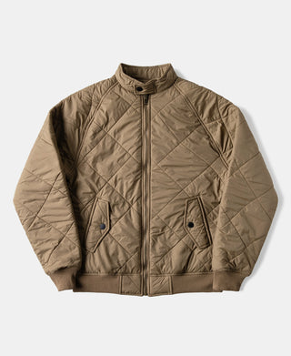 Reversible Diamond Quilted Stand-Collar Jacket - Khaki