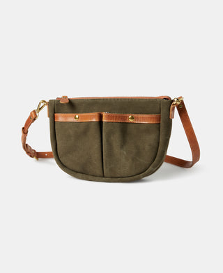 Front Pocket Canvas Crossbody Bag - Olive