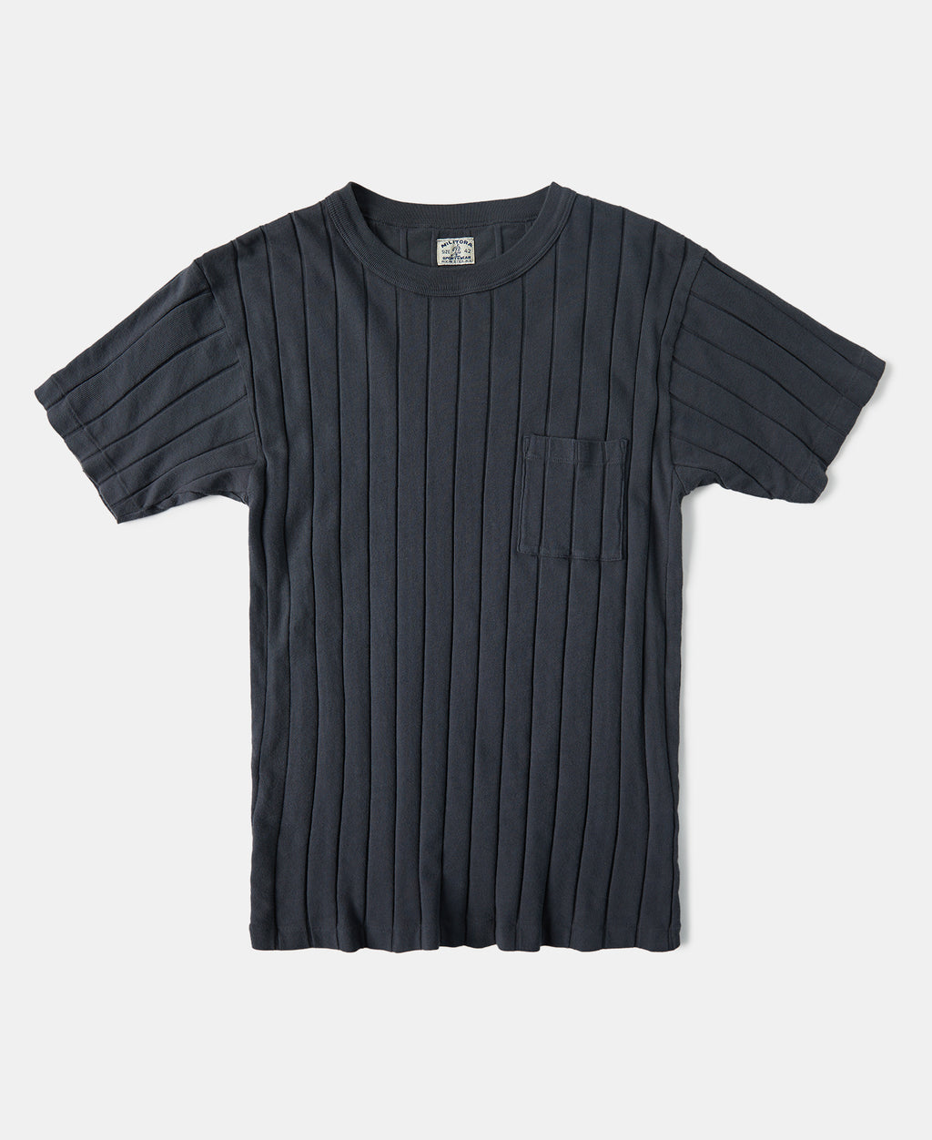 Lot 105 1950s Drop Needle Ribbed Pocket T-Shirt - Dark Gray | Olderbest
