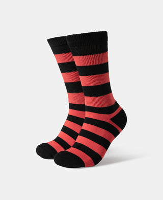 Retro Striped Cotton Socks - Black/Red