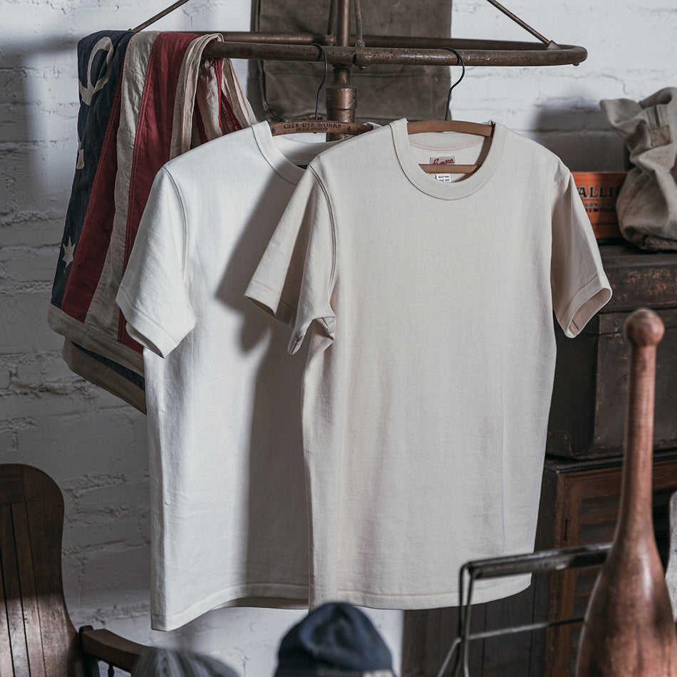 Loopwheel Tubular Ringspun Cotton Athletic T-Shirt- - White | Olderbest