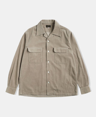 Lot 220 Corduroy Open Collar Shirt - Khaki