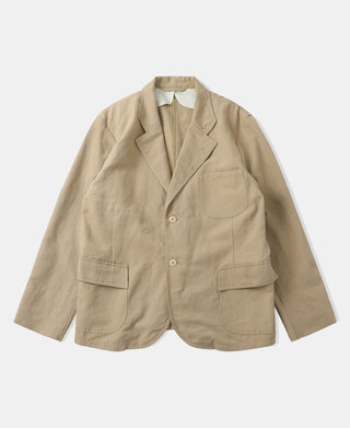 Textured Linen-Cotton Sack Jacket in Khaki