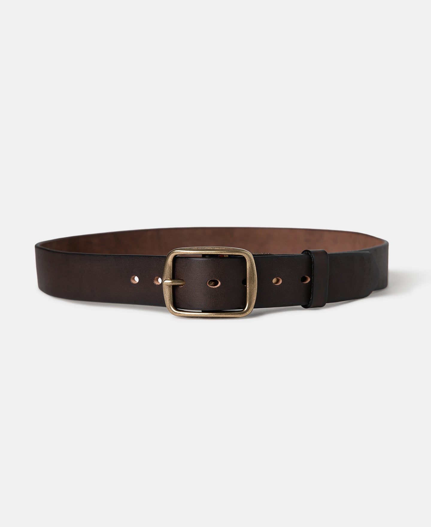 Brass Square-Buckle Wide Cowhide Veg-Tanned Leather Belt Coffee