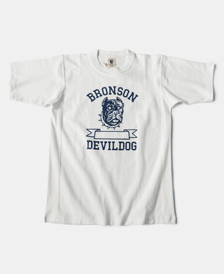 Devil-Dog Logo-Print Reverse Weave T-Shirt - White