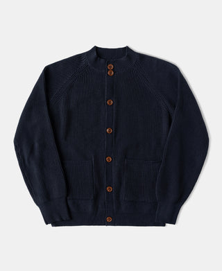 Heavyweight Wool-Blend Cardigan Sweater - Dark Blue