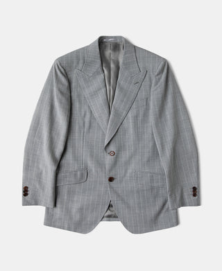 1940s Gray Striped Wool Single-Breasted Suit Jacket