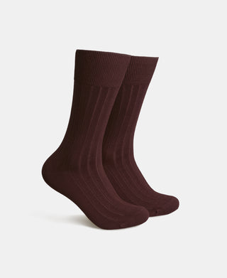 1950s Ribbed Dress Socks - Wine