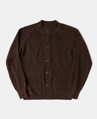 Heavyweight Wool-Blend Cardigan Sweater - Coffee