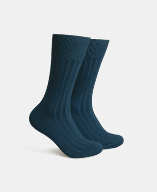 1950s Ribbed Dress Socks - Navy