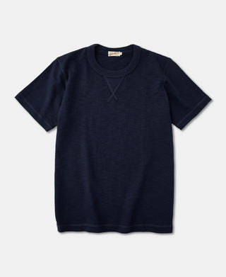 Schweres Schlauch-T-Shirt mit Zwickel aus US-Baumwolle – Indigo