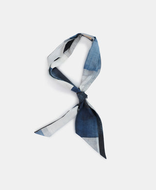 Vintage Printed Neck Scarf - Blue/White