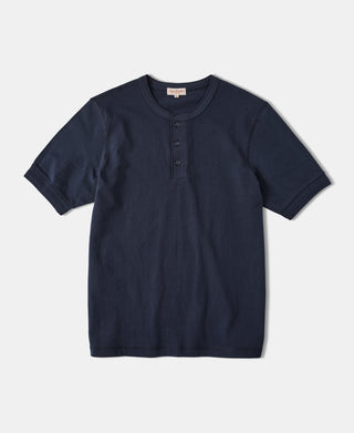 9.3 oz Cotton Tubular Henley T-Shirt - Navy