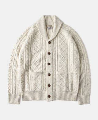 Diamond Cable Knit Shawl Collar Cardigan
