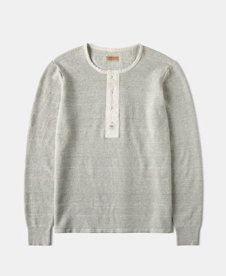 Waffle Knit Jacquard Henley Shirt - Gray