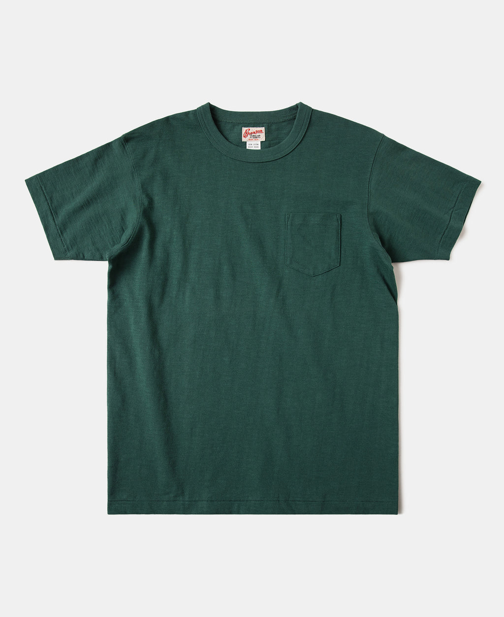 Loopwheel Tubular Slub Cotton Pocket Basic T-Shirt - Green | Olderbest