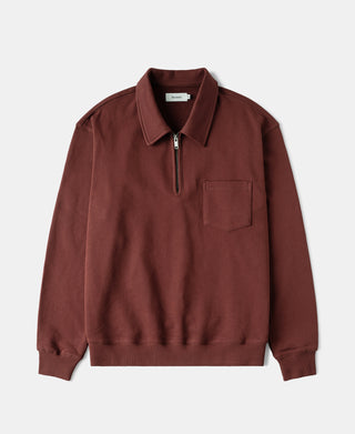 Heavyweight Quarter-Zip Collar Sweatshirt - Dark Red
