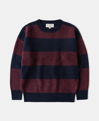 Brushed Wool Striped Sweater - Purple/Navy