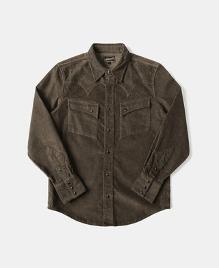Bolero Embroidered Corduroy Western Shirt - Brown